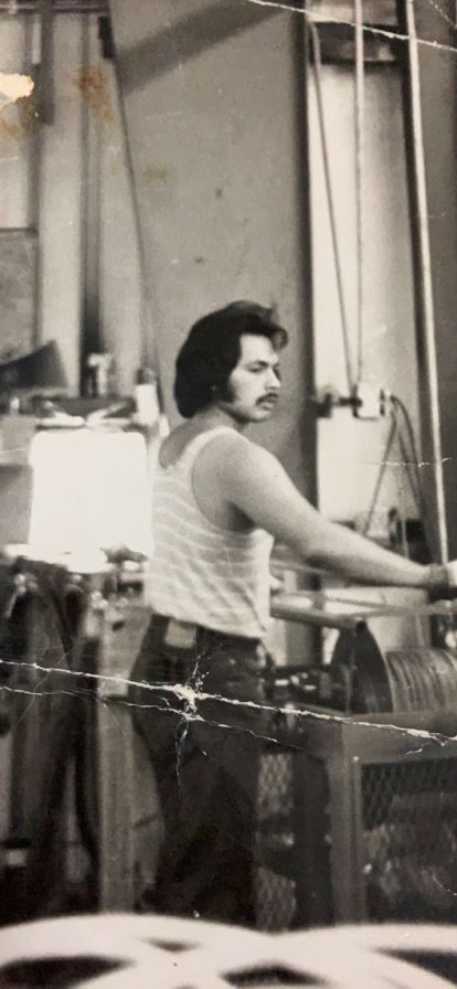 Harry Garewal working in manufacturing in 1973